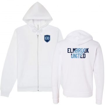 Elmbrook United Full Zip Fleece Hoodie - White