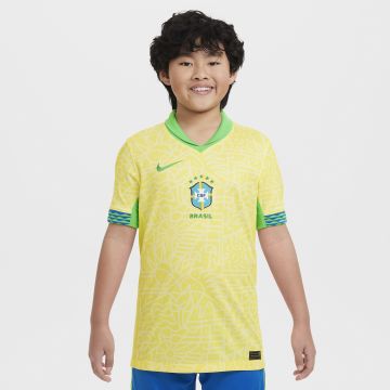Nike Youth Brasil 2024 Stadium Home Jersey - Dynamic Yellow/Lemon Chiffon/Green Spark