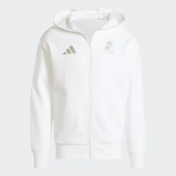 adidas Real Madrid Full Zip Hooded Anthem Jacket - White