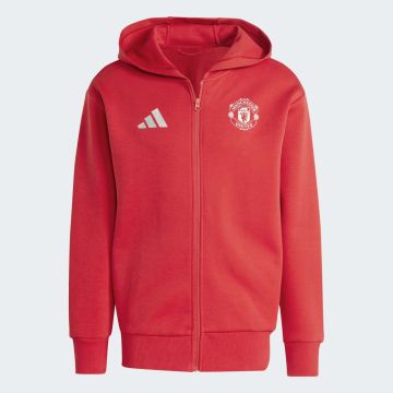 adidas Manchester United Full Zip Hooded Anthem Jacket - Red