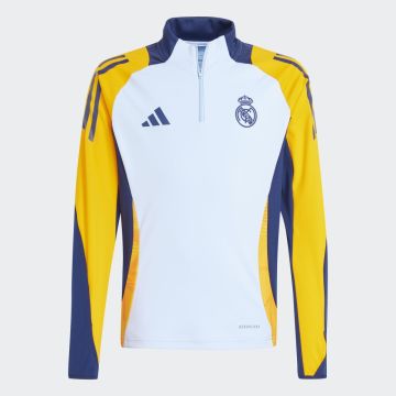 adidas Youth Real Madrid 2024-25 1/4 Zip Training Top - White / Yellow