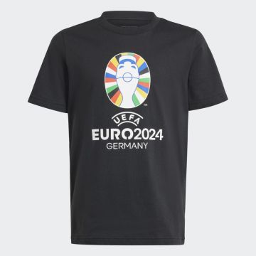 adidas Youth Euro 2024 Official Emblem T-Shirt - Black