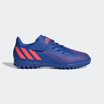 adidas Predator Edge.4 Youth Velcro Turf Shoes - High Res Blue / Turbo / High Res Blue