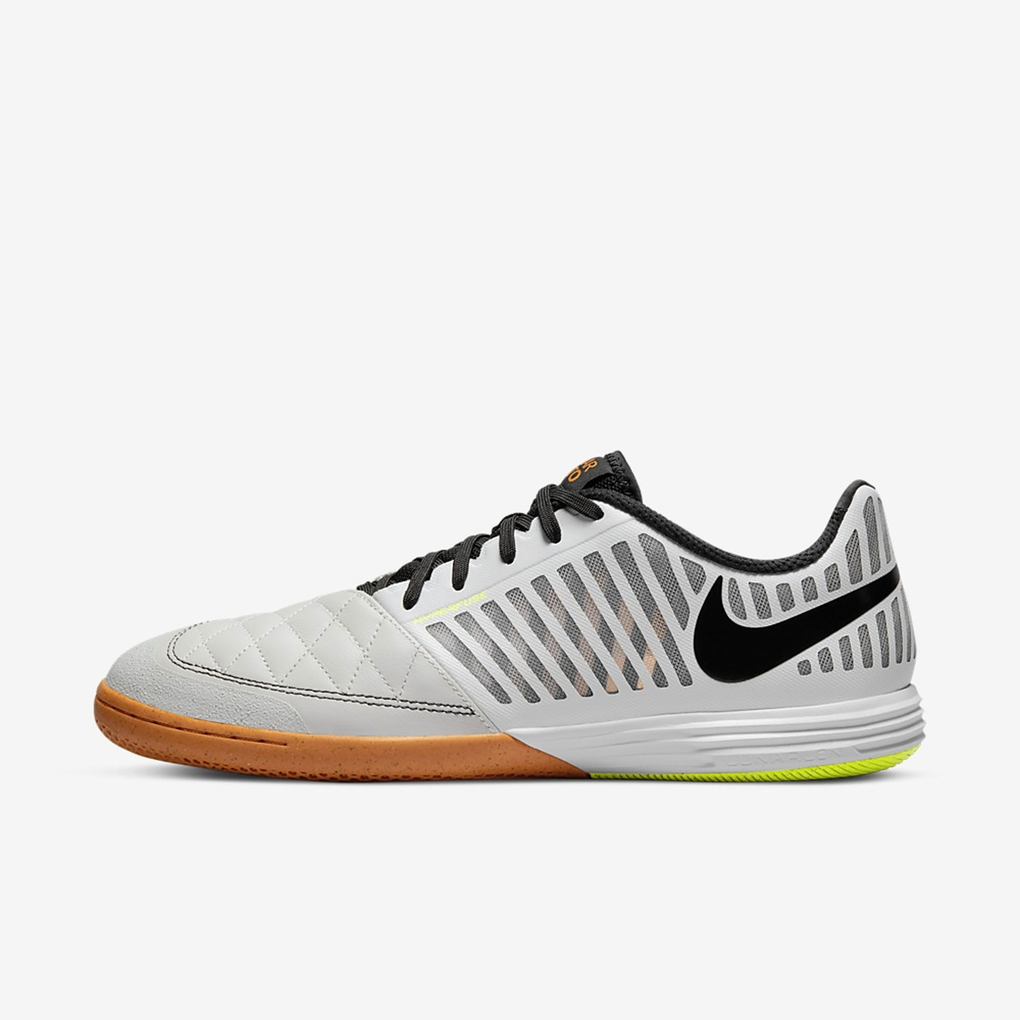 stefanssoccer.com:Nike Lunar Gato II Indoor Soccer Shoes - White Photon Dust Light Curry / Black