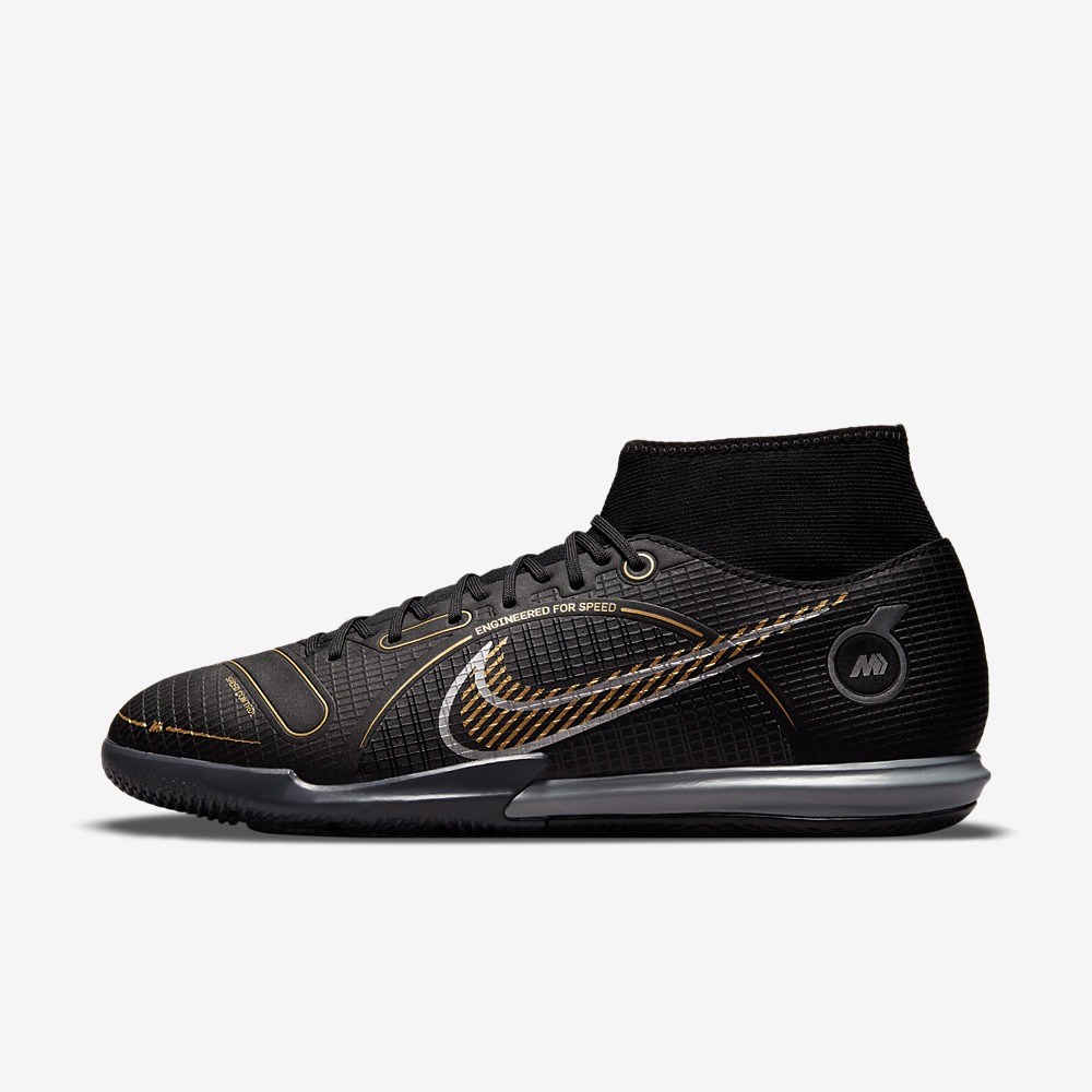 stefanssoccer.com:Nike Mercurial Superfly Academy IC Indoor Soccer Shoes Black / Metallic Gold-Metallic Silver
