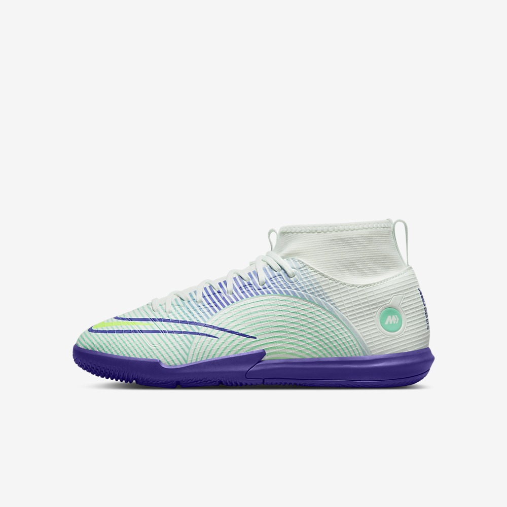 stefanssoccer.com:Nike Youth Superfly 8 Academy IC Indoor Soccer Shoes - Barely Green / Volt-Electro Purple