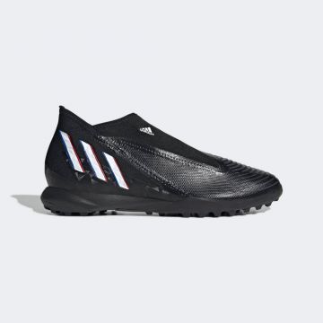 adidas Predator Edge.3 Laceless Turf Soccer Shoes - Black / Cloud White / Vivid Red