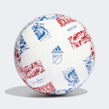 adidas MLS Club Soccer Ball - White / Power Blue / Team Collegiate Red