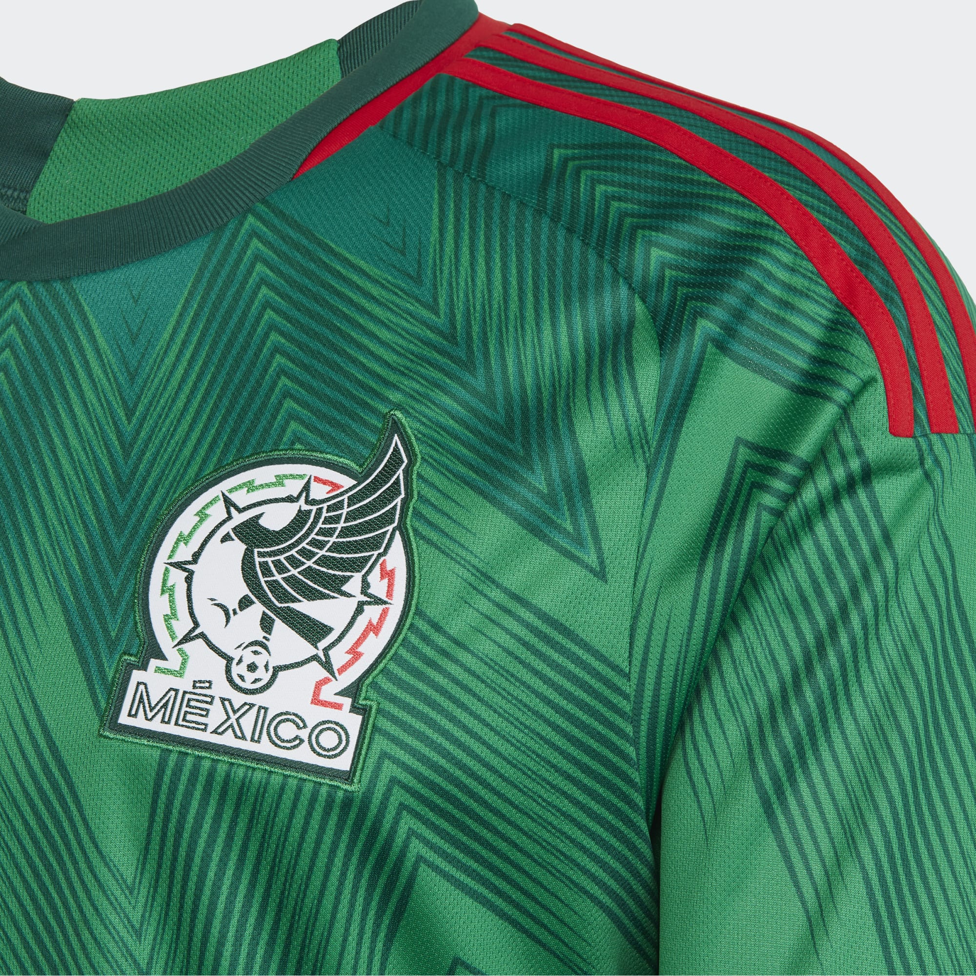 Adidas Mexico Chicharito Home Long Sleeve Jersey 22/23 w/ World Cup 2022 Patches (Vivid Green) Size XL