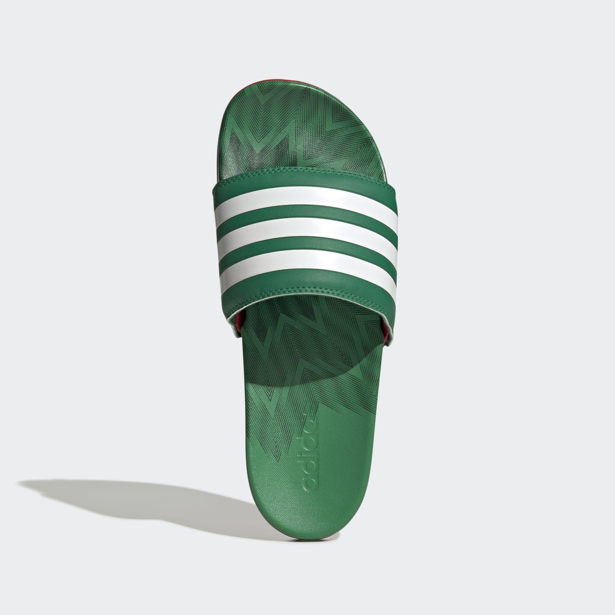 stefanssoccer.com:adidas Adilette Comfort Slides - Vivid Green / Cloud White  / Scarlet