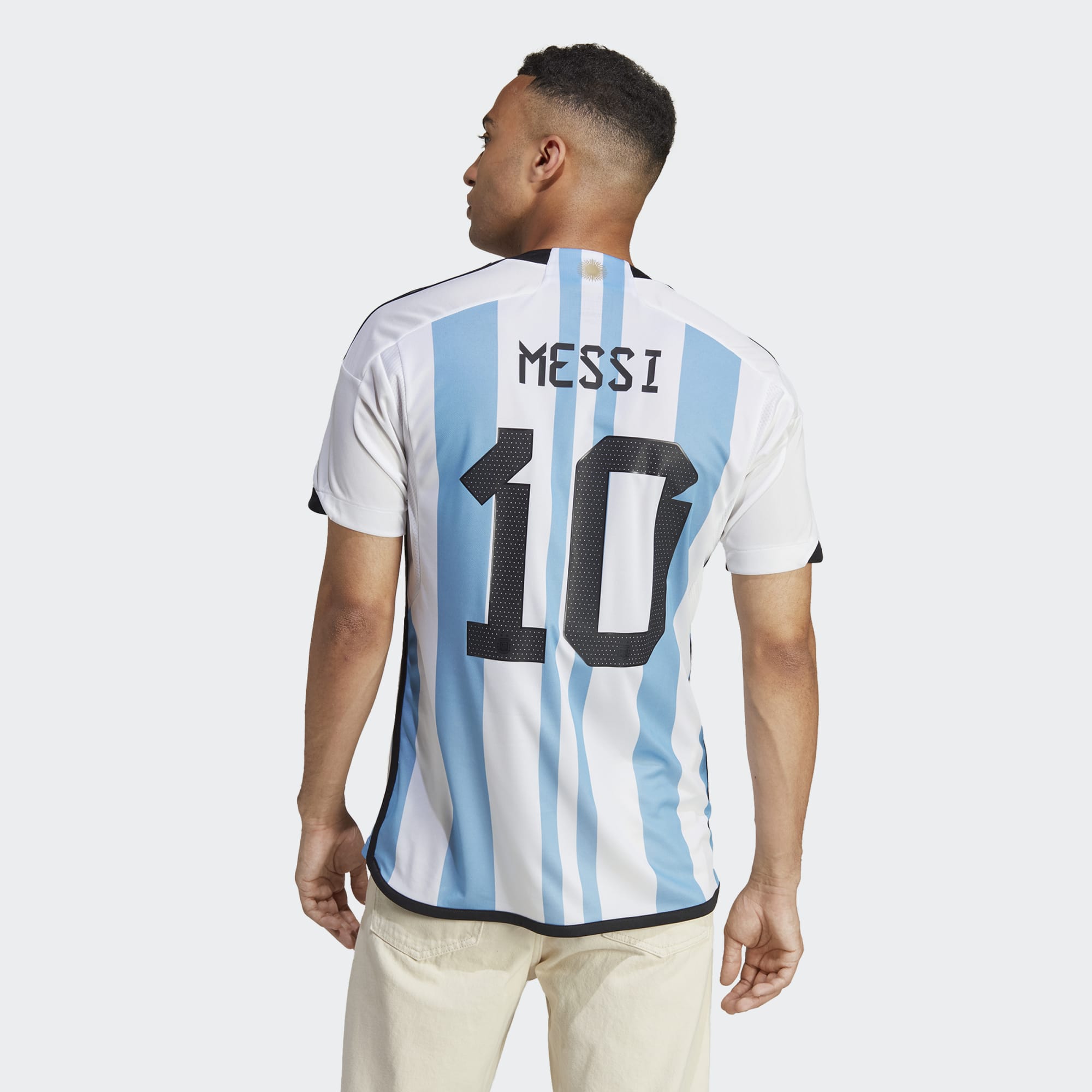 Necm 2021 Argentina #10 Leo Messi Copa-American Home Kids Football Soccer Jersey/Shorts/Socks Kit Youth Sizes