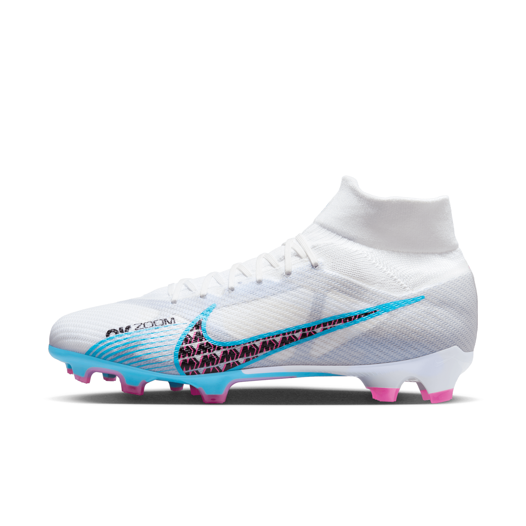 Zoom Superfly Pro Firm Ground Cleats - White / Blue