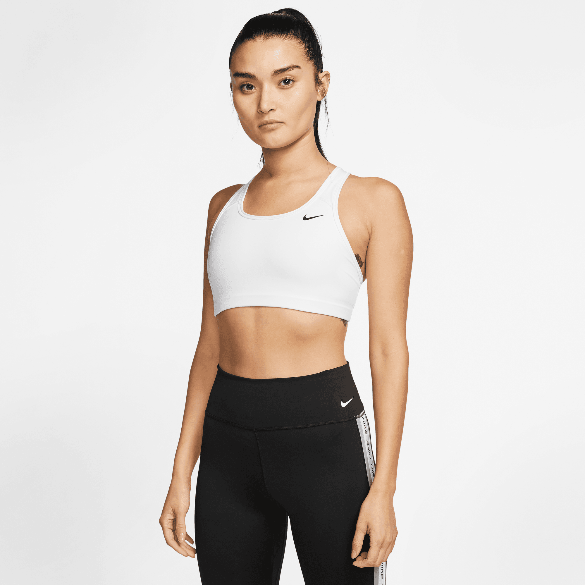 Nike Women's Dri-FIT Swoosh Bra Black / White / Particle Grey