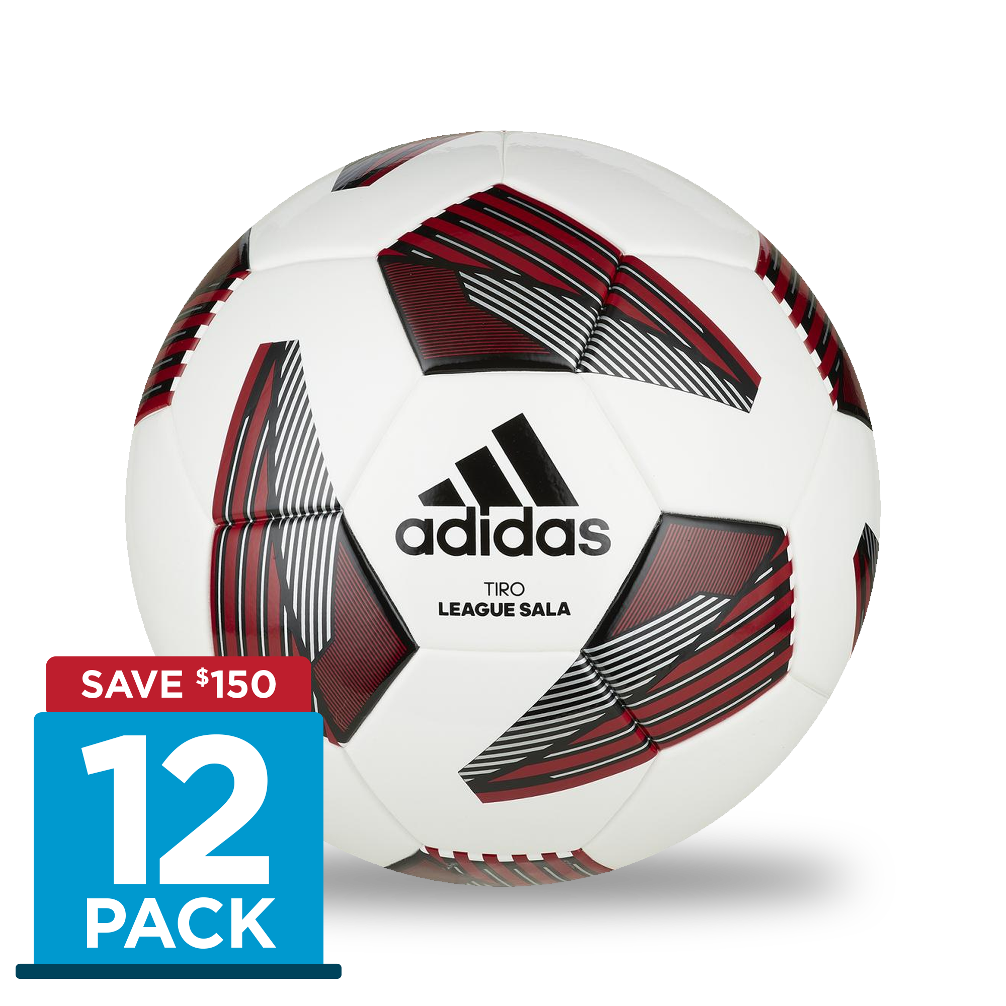 Stefans Soccer - Wisconsin - adidas Tiro League Sala (12-Pack) - White / Black / Silver Metallic / Team Power Red