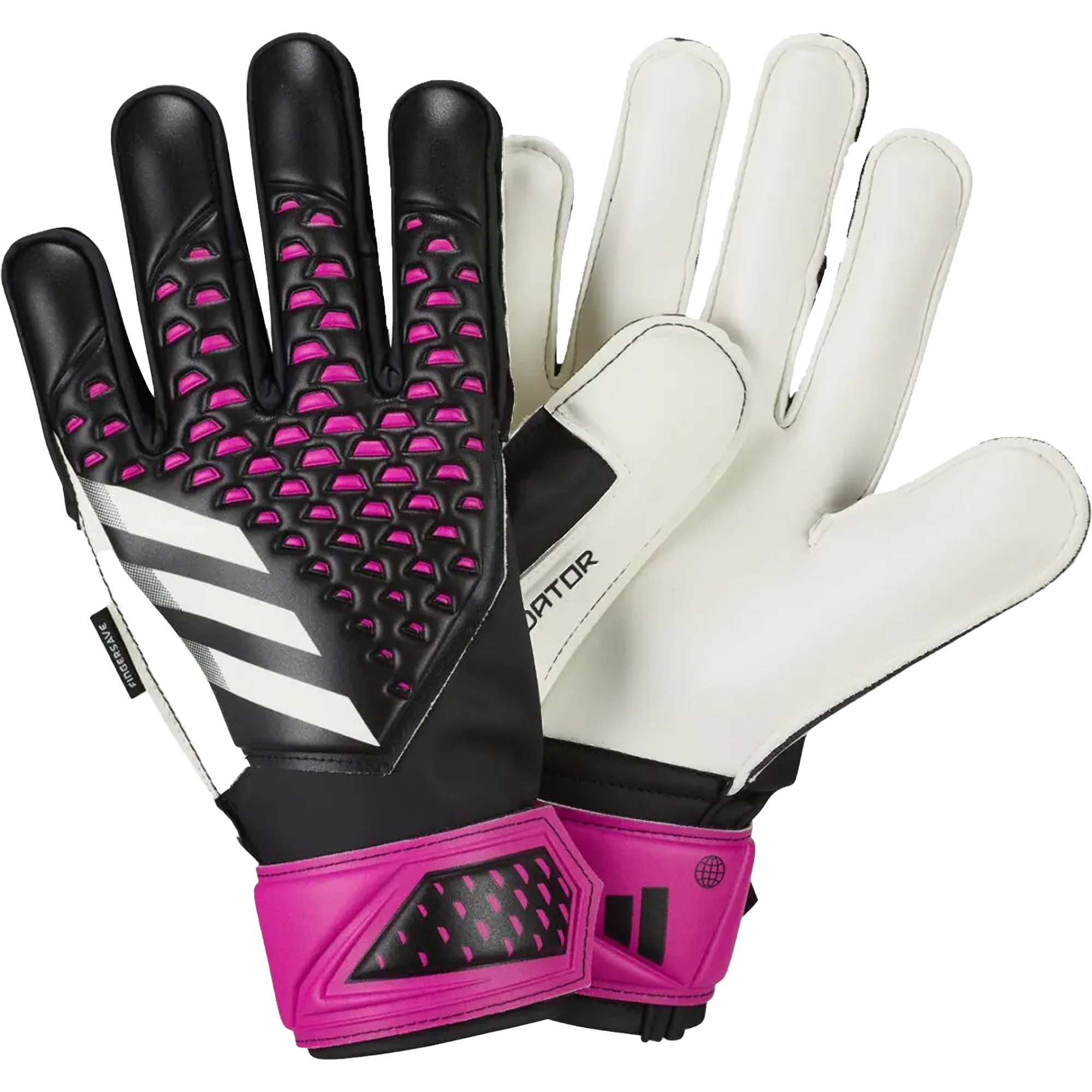 optocht Watt Gangster Stefans Soccer - Wisconsin - adidas Predator Youth GL Match Finger Save GK  Gloves - Black / Pink