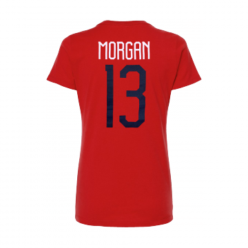 Women's Team USA Player T-Shirt #13 Morgan - Red