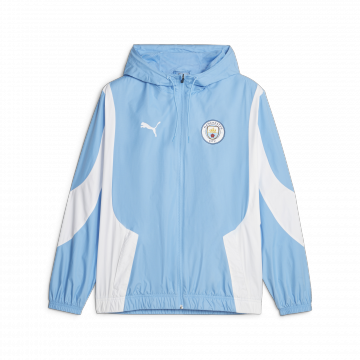 Puma Manchester City Full-Zip Hooded Prematch Woven Anthem Jacket - Sky