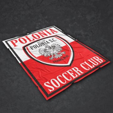 Polonia SC Soft Soccer Blanket - White / Red
