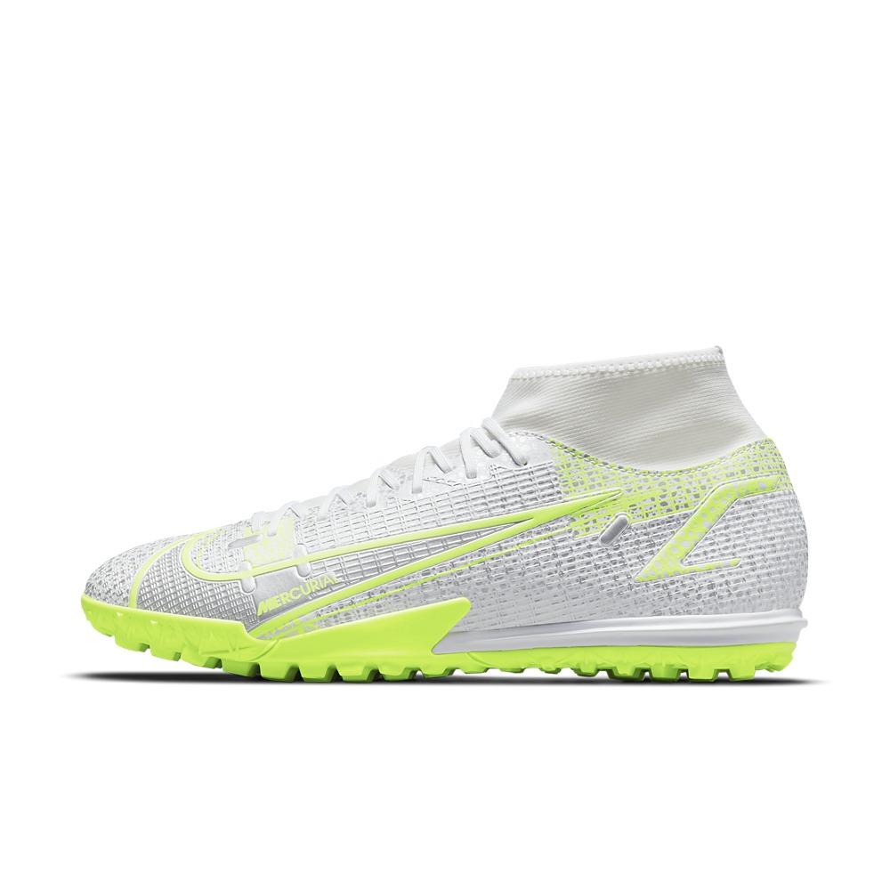 Stefans Soccer - Wisconsin - Nike Mercurial Superfly 8 Academy TF Turf Shoes  - White / Metallic Silver / Volt / Black