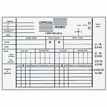 Official Sports Referee Score Pad - White / Black